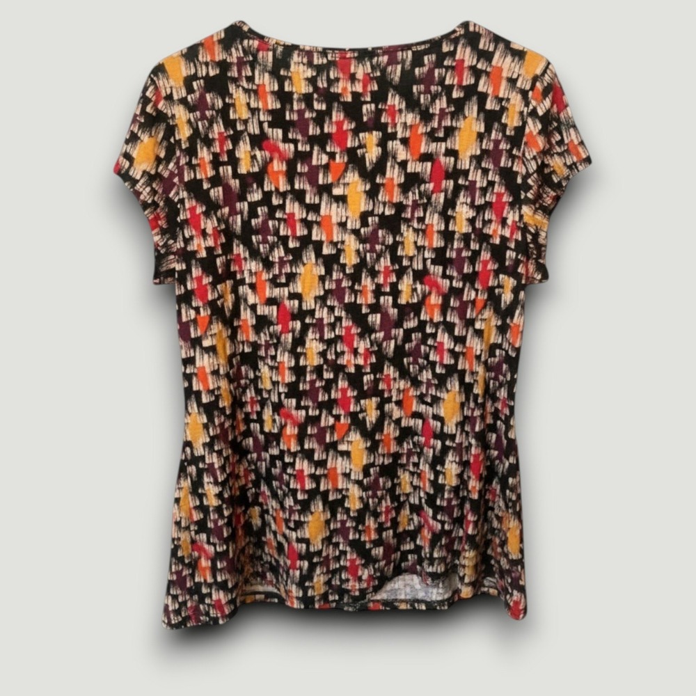 Liz Claiborne Blouse Womens XL Multicolor Abstract‎ Casual Chic Stretch Office - Picture 3 of 5